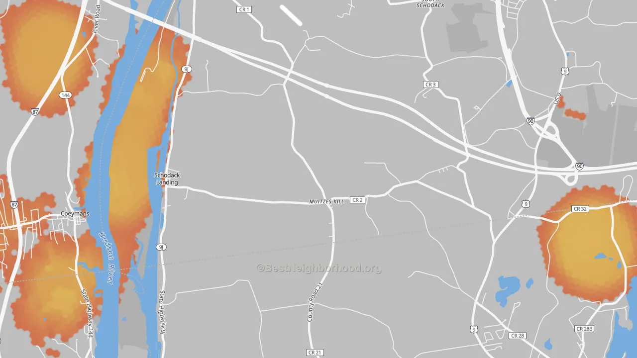 Bike Grade map of Schodack Landing, NY