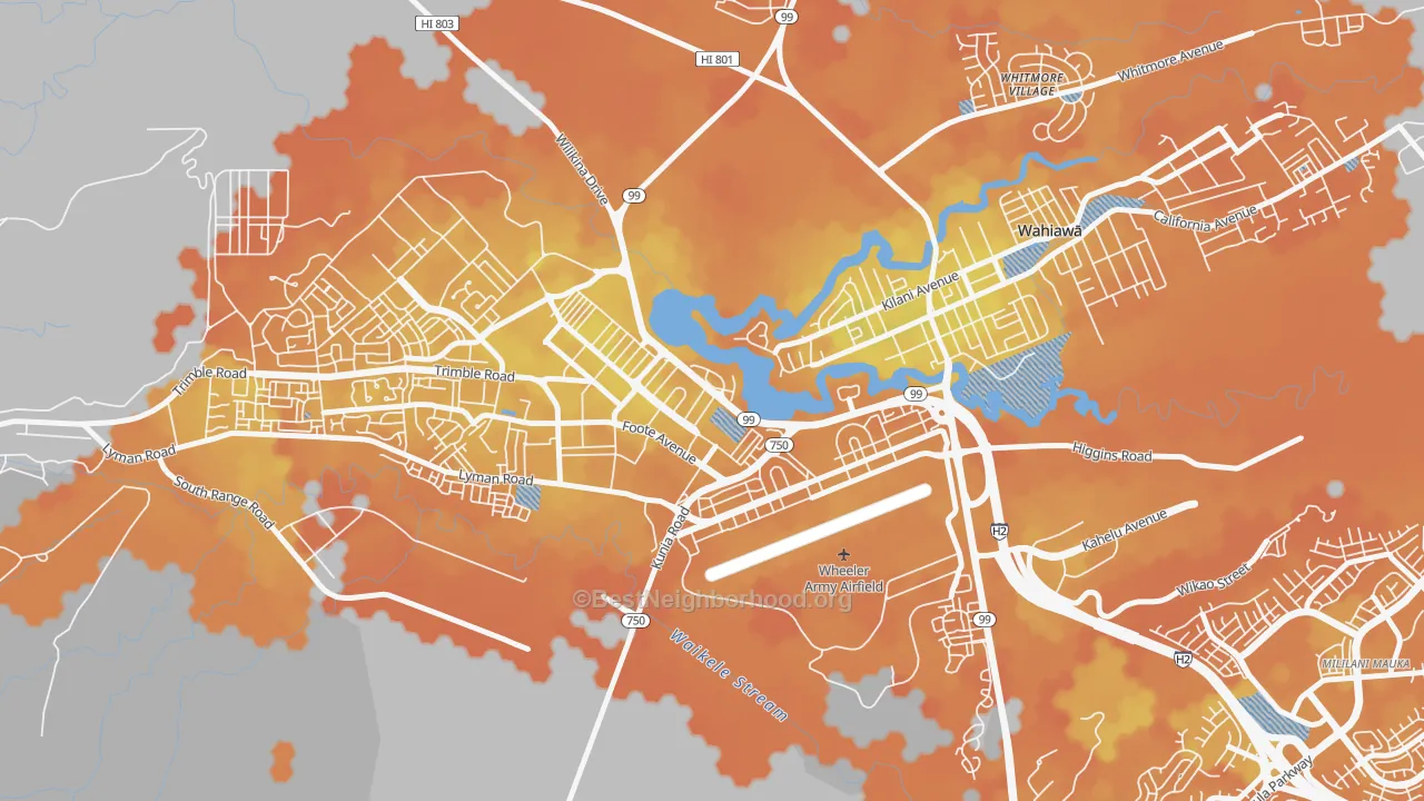 Bike Grade map of Schofield Barracks, HI