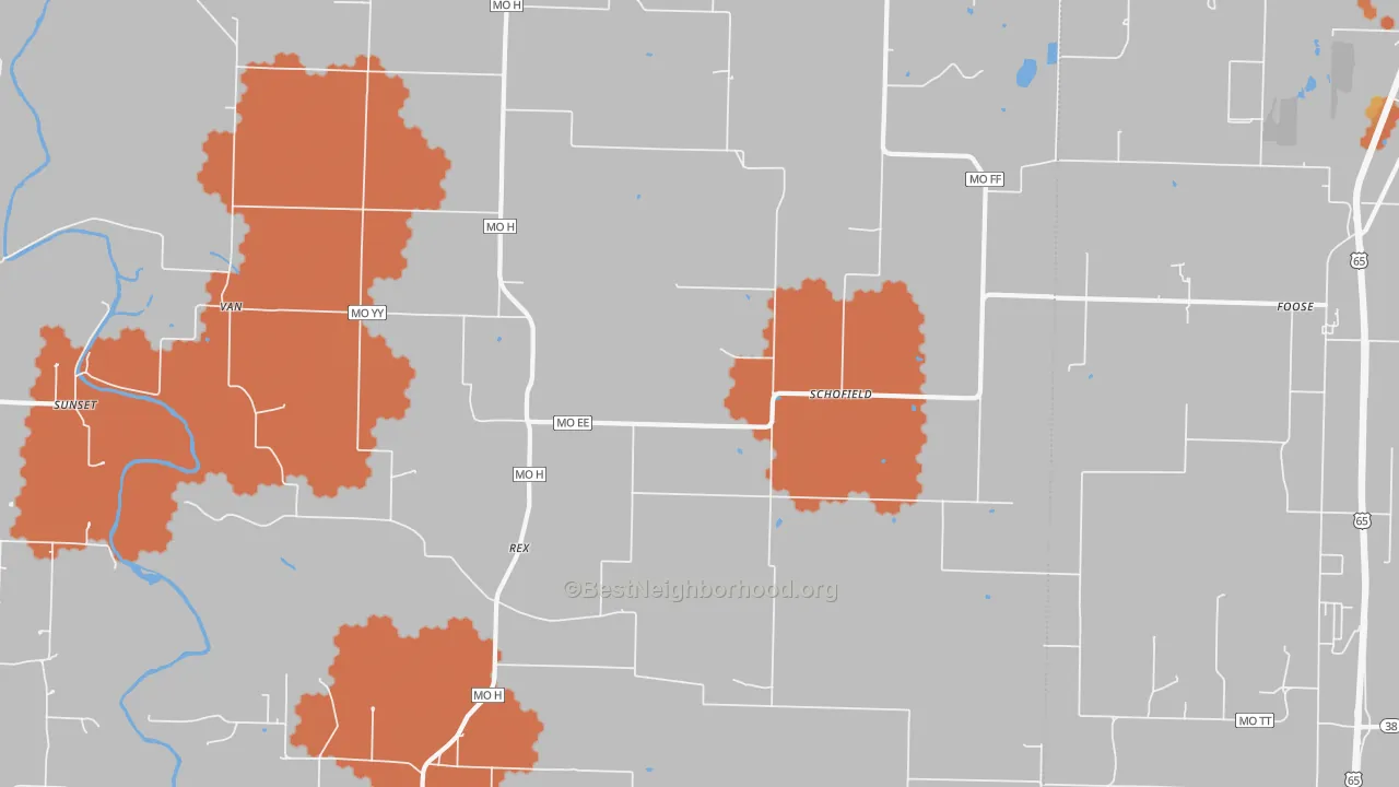 Bike Grade map of Schofield, MO