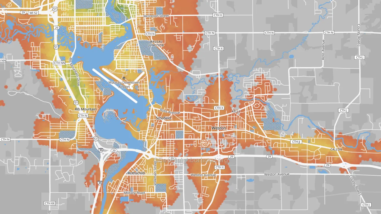 Bike Grade map of Schofield, WI