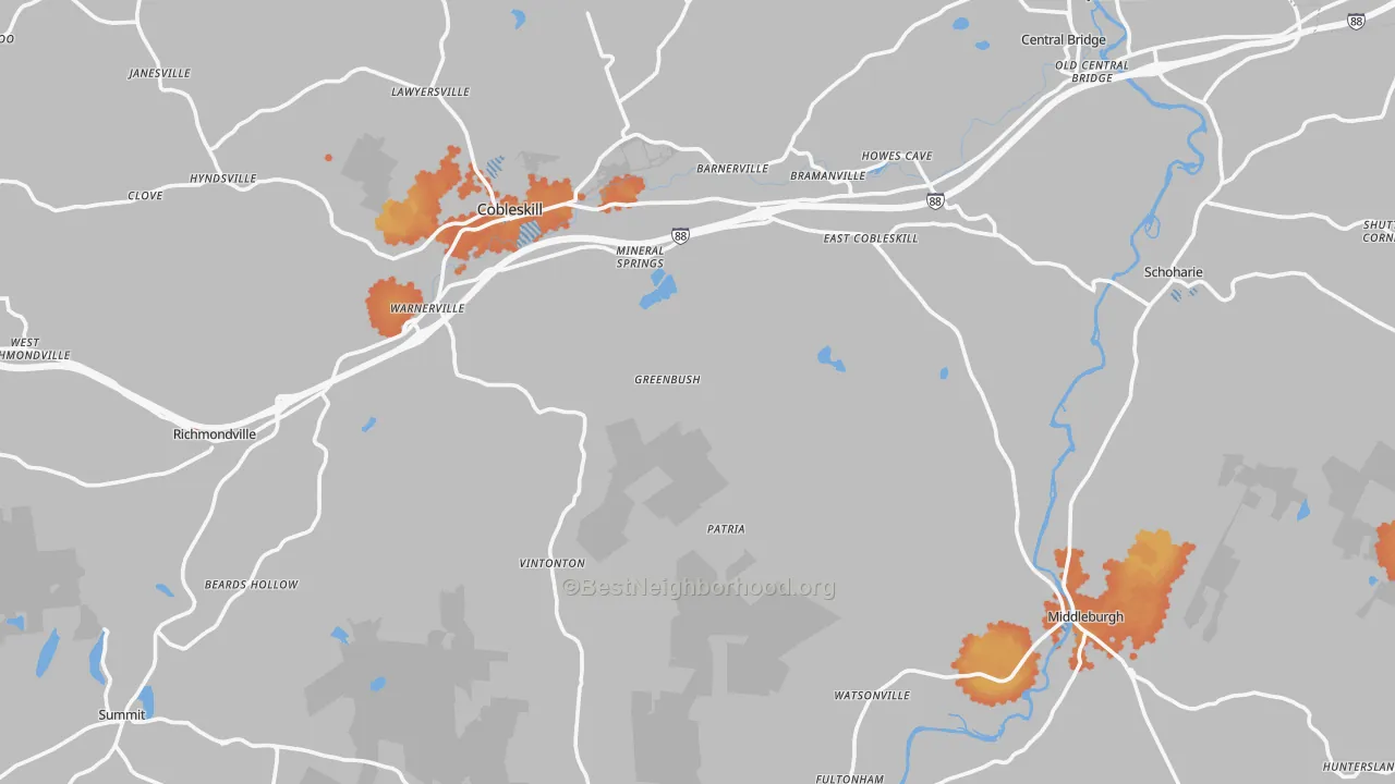 Bike Grade map of Schoharie County, NY
