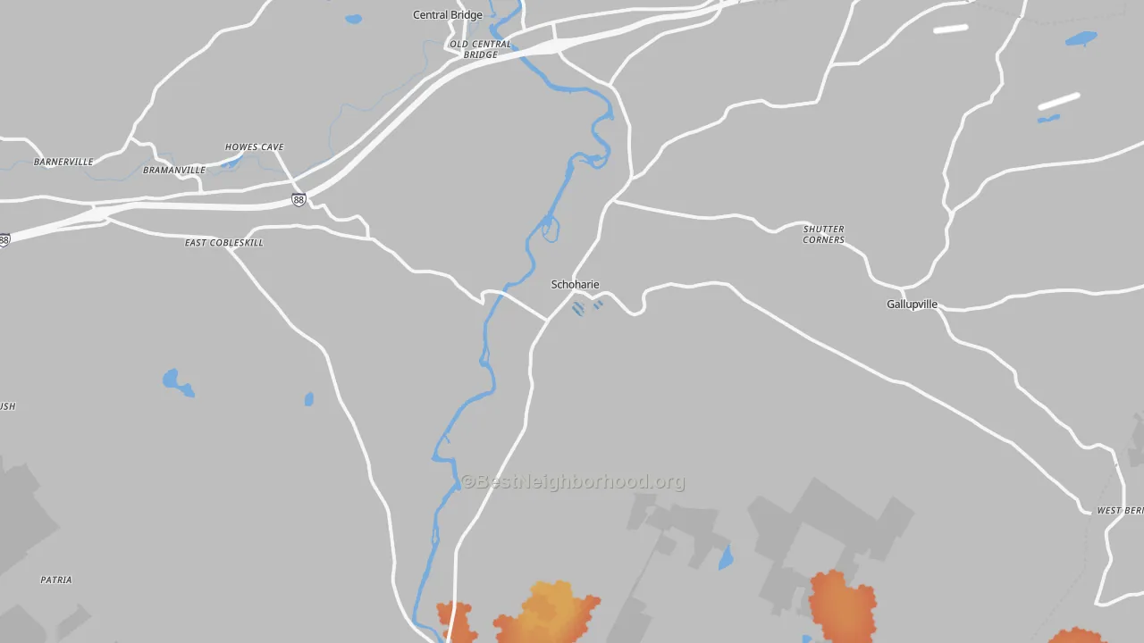 Bike Grade map of Schoharie, NY