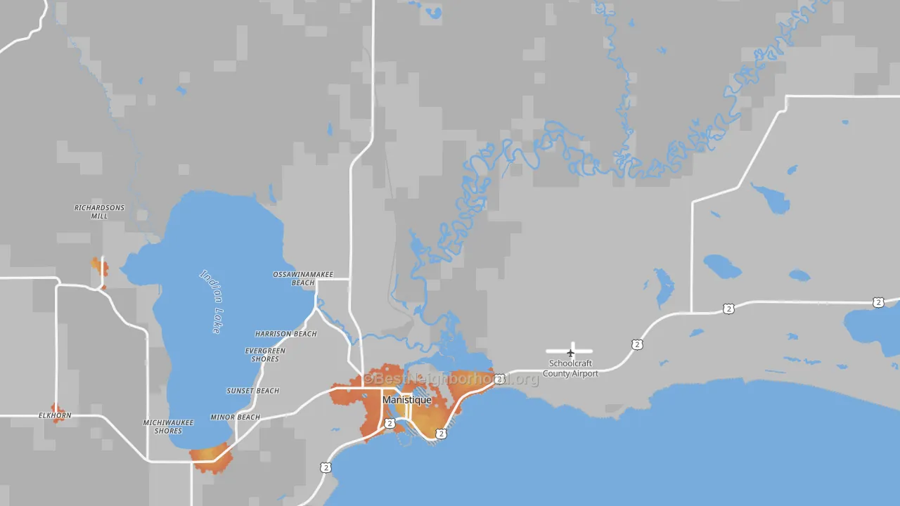 Bike Grade map of Schoolcraft County, MI