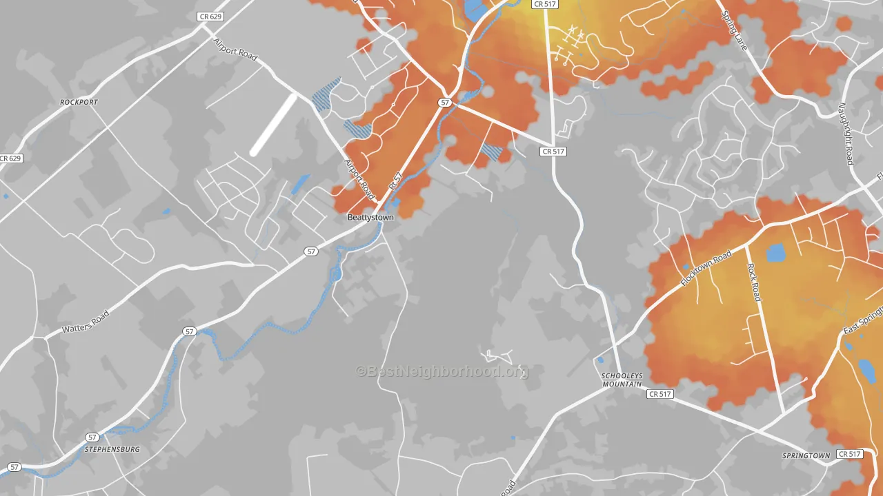 Bike Grade map of Schooleys Mountain, NJ