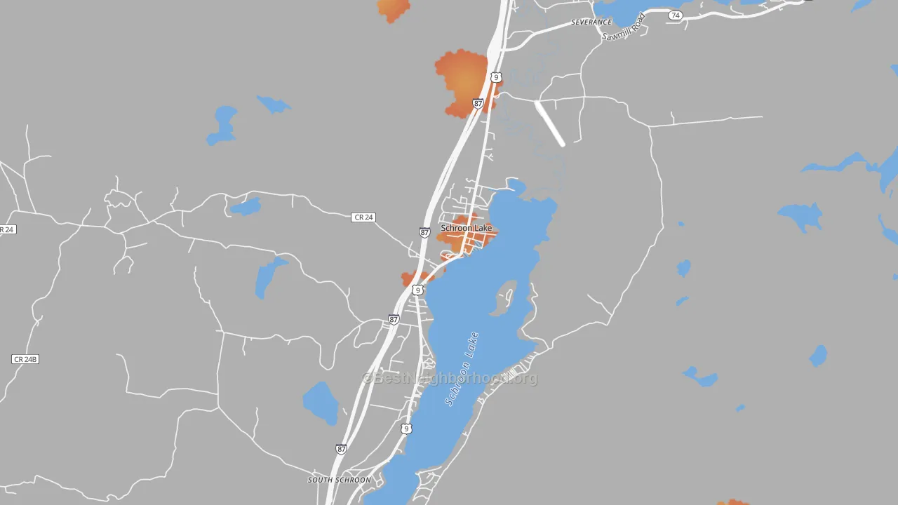 Bike Grade map of Schroon Lake, NY