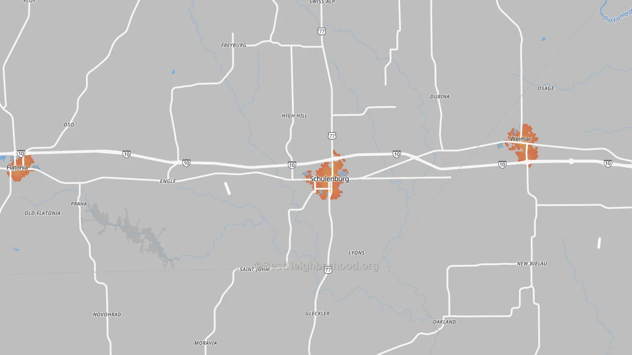 Bike Grade map of Schulenburg, TX