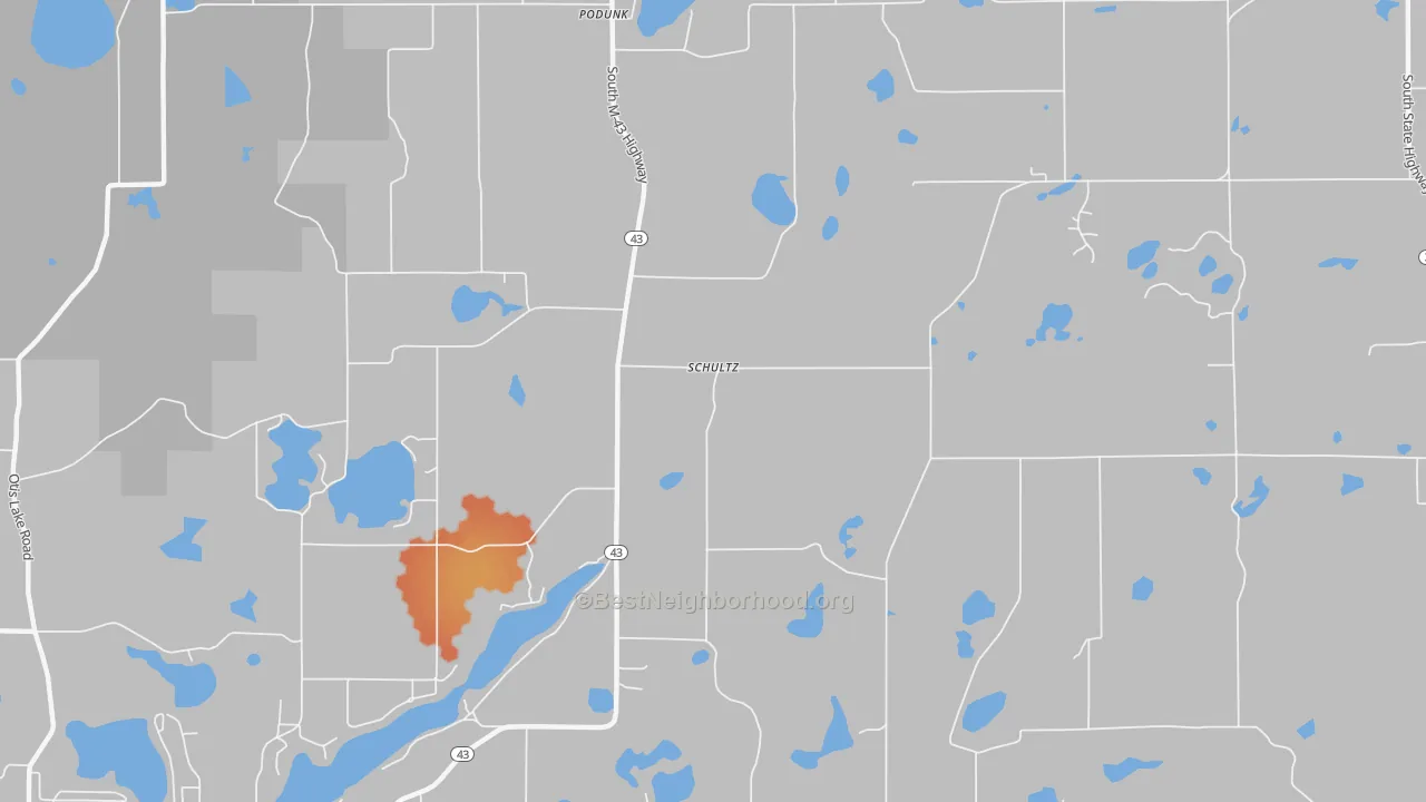 Bike Grade map of Schultz, MI