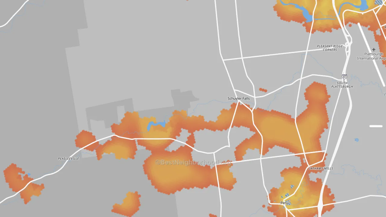 Bike Grade map of Schuyler Falls, NY