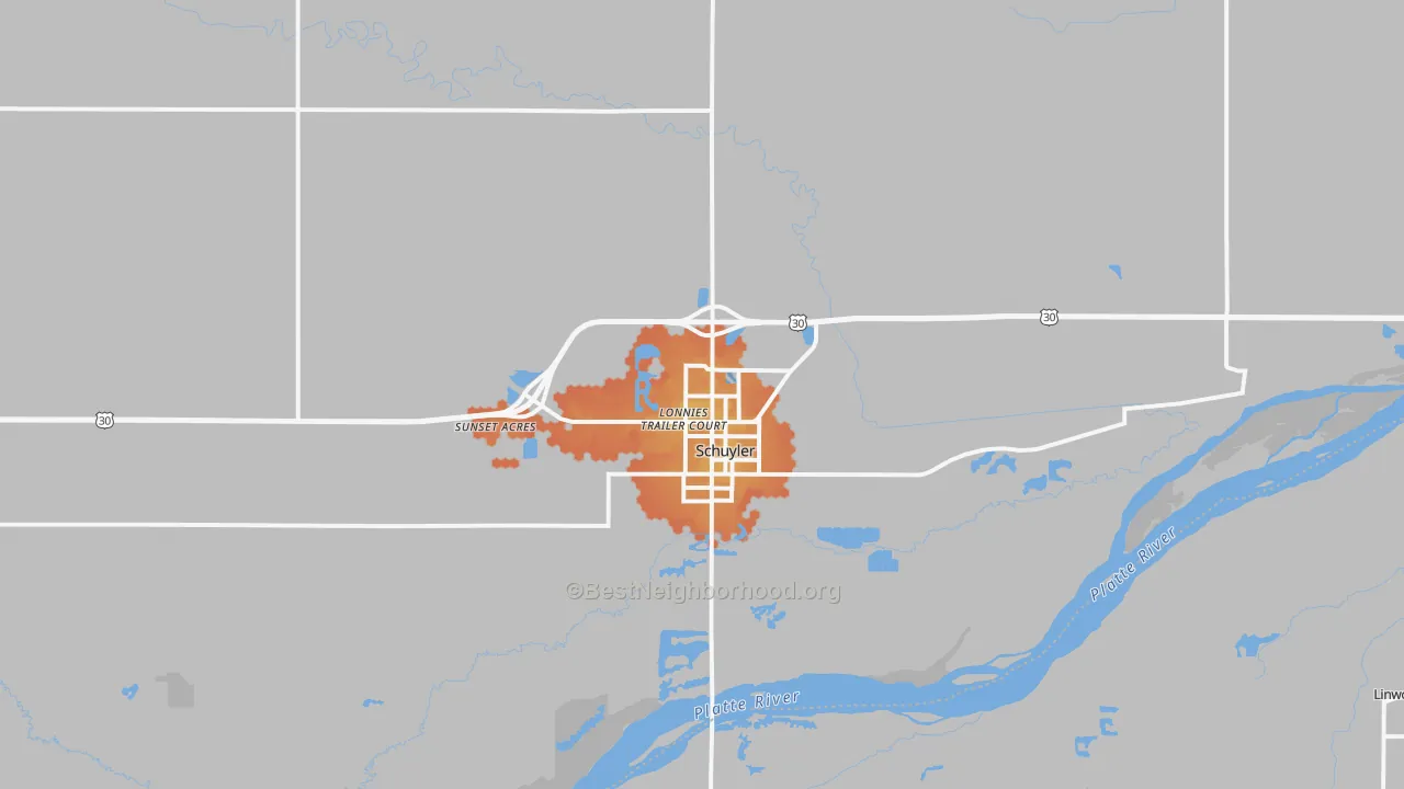 Bike Grade map of Schuyler, NE