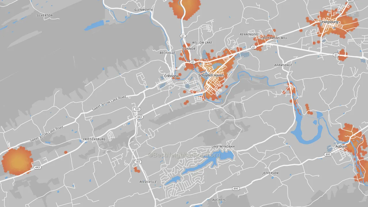 Bike Grade map of Schuylkill Haven, PA