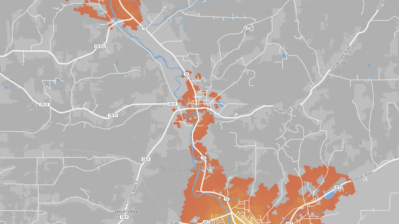Bike Grade map of Scio, NY