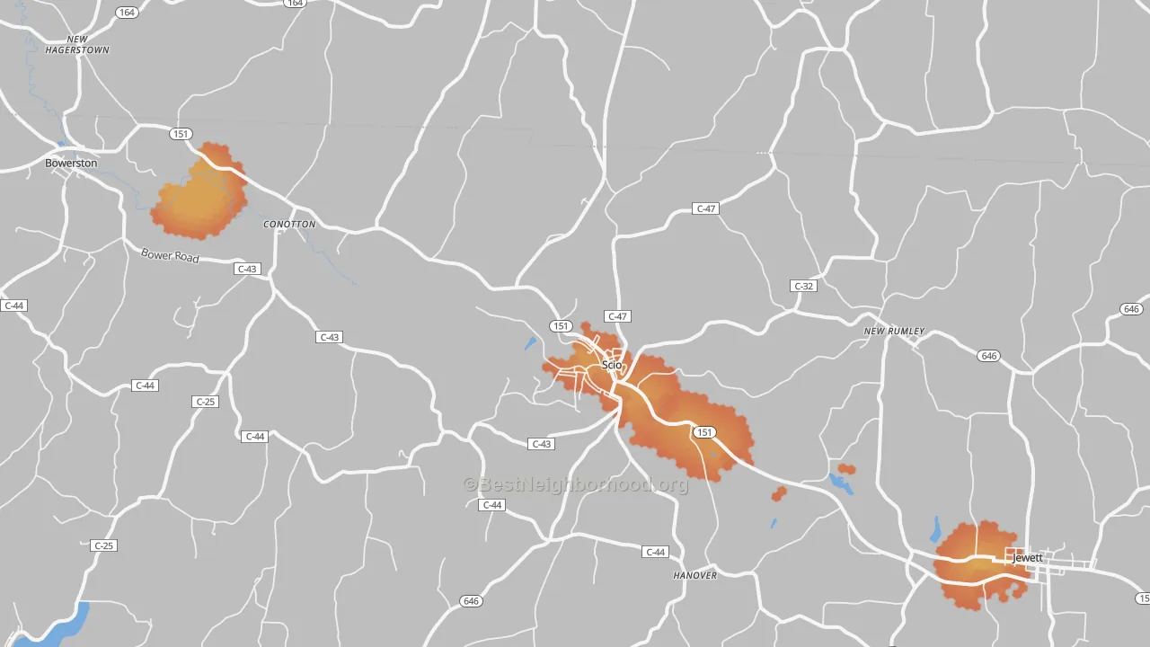 Bike Grade map of Scio, OH