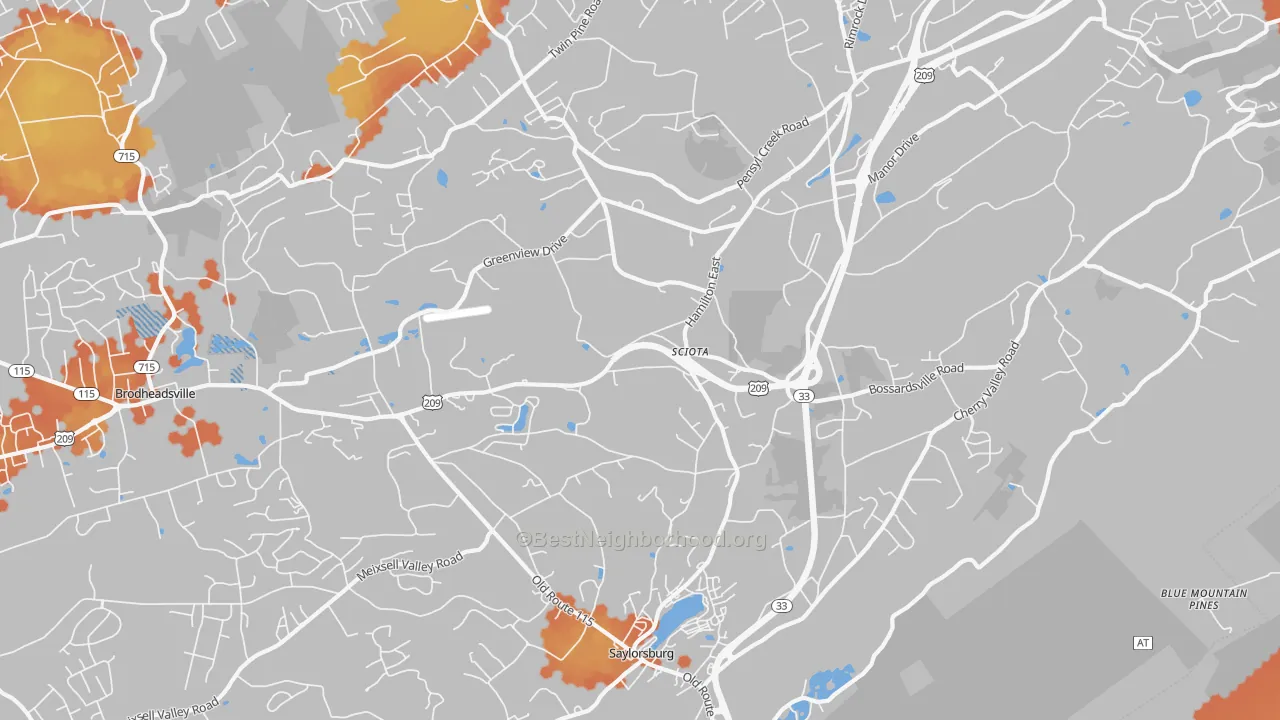 Bike Grade map of Sciota, PA