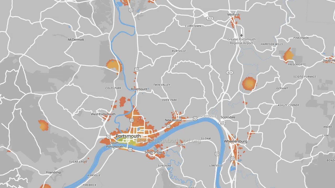 Bike Grade map of Scioto County, OH