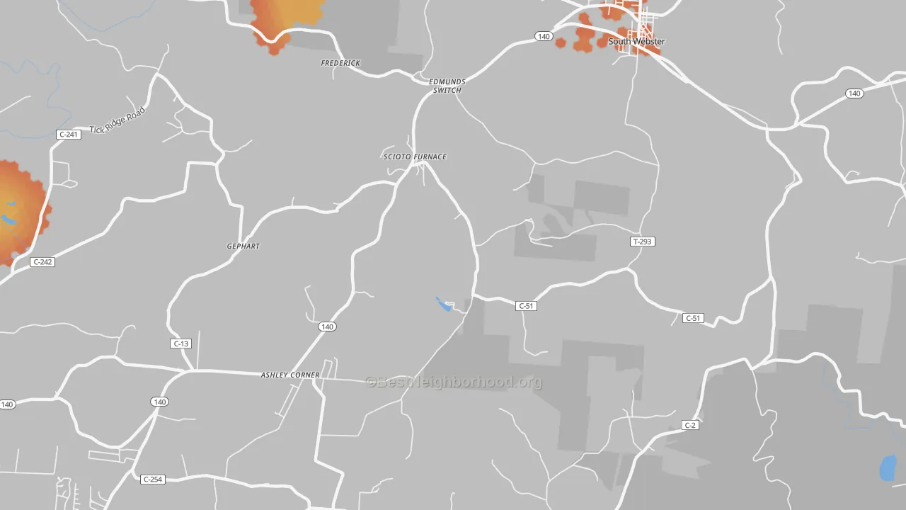 Bike Grade map of Scioto Furnace, OH
