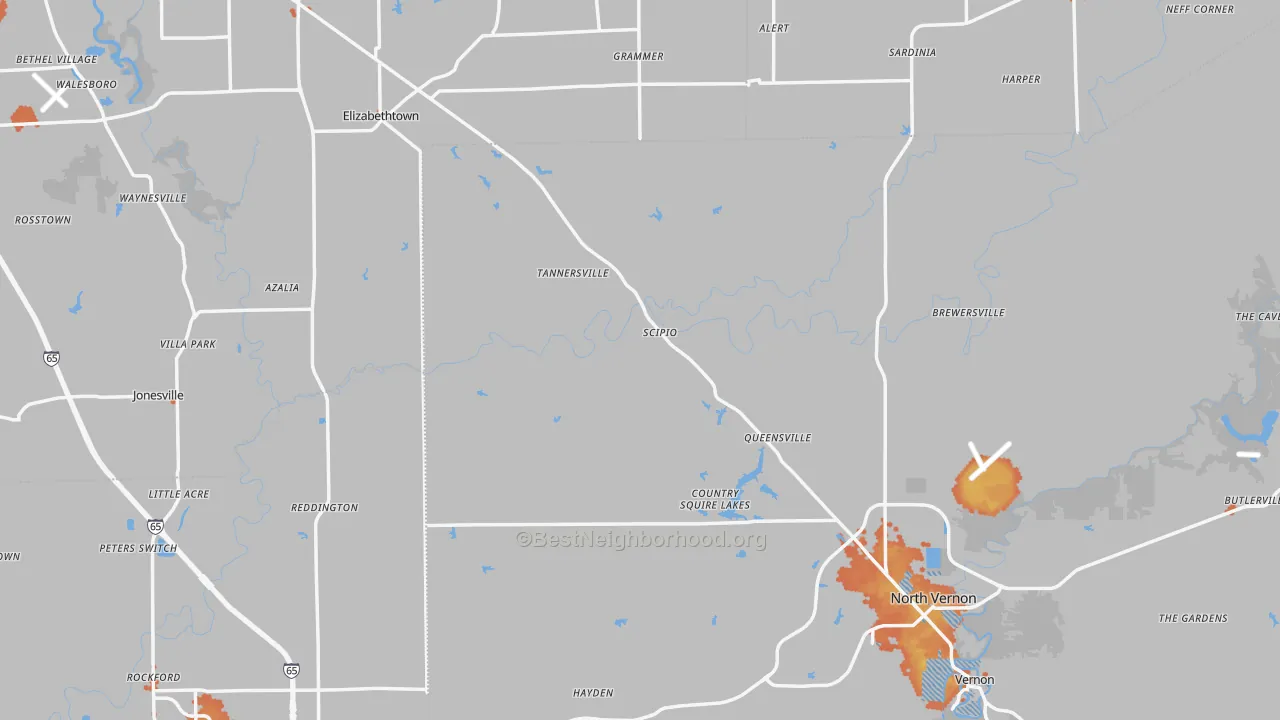 Bike Grade map of Scipio, IN