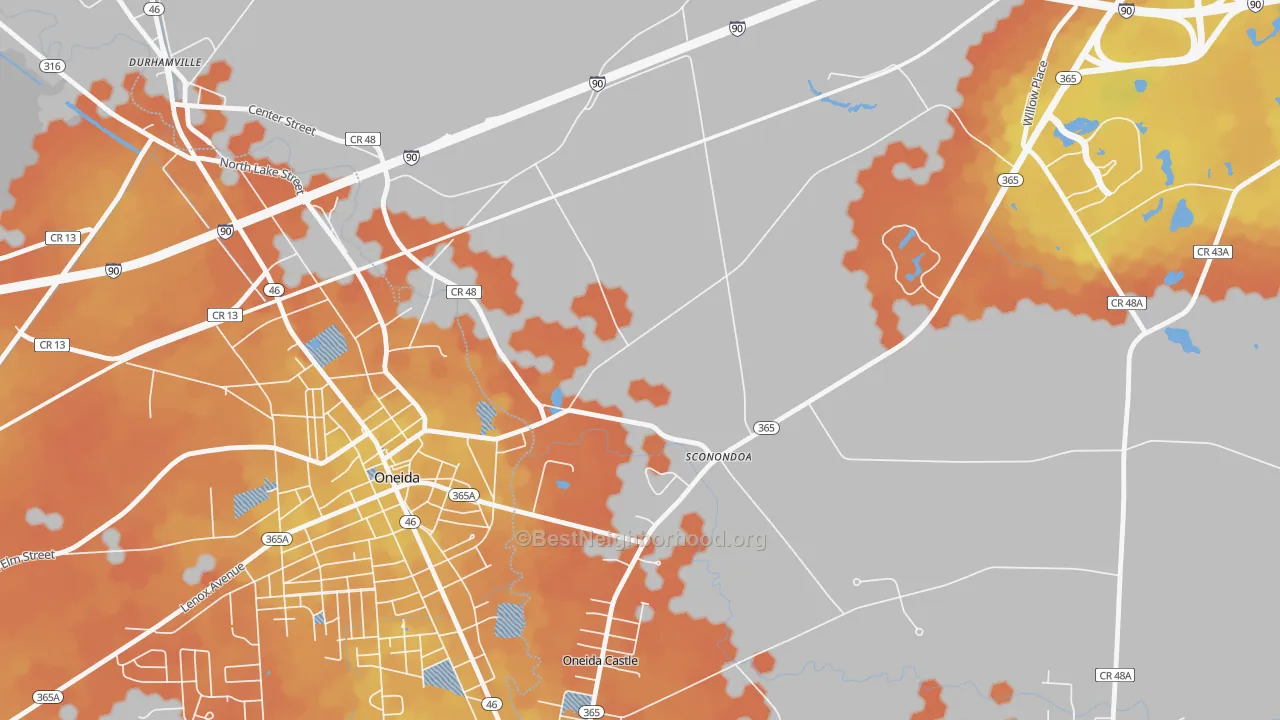 Bike Grade map of Sconondoa, NY