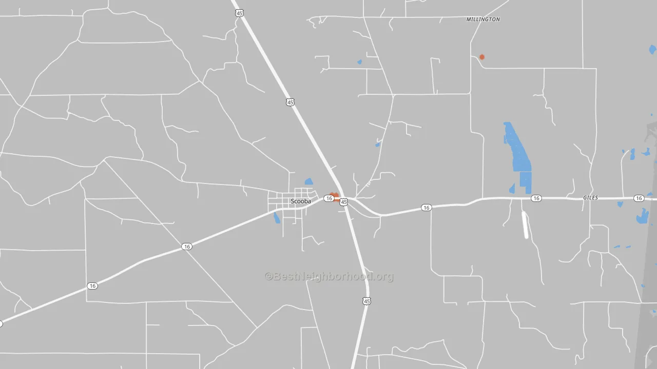Bike Grade map of Scooba, MS