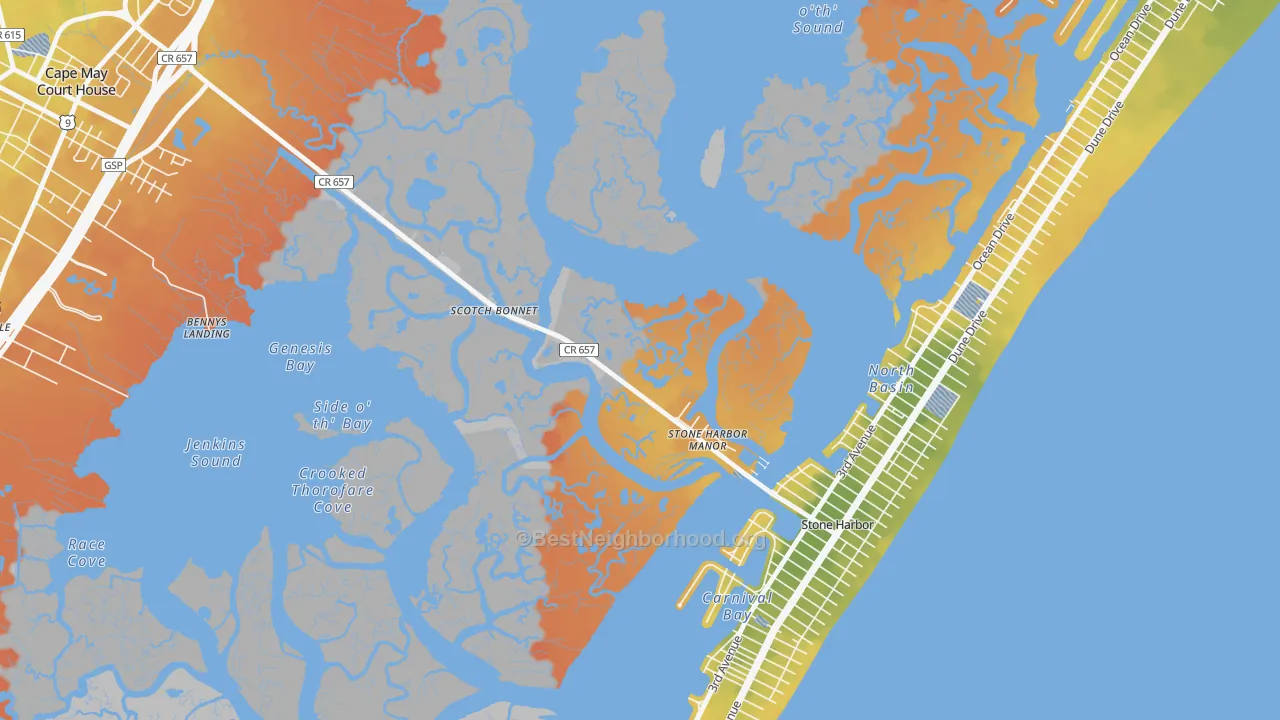 Bike Grade map of Scotch Bonnet, NJ