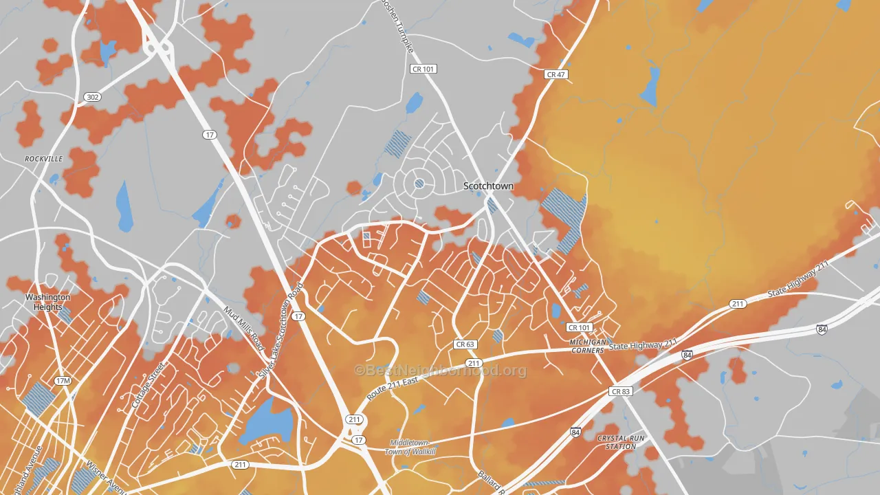 Bike Grade map of Scotchtown, NY