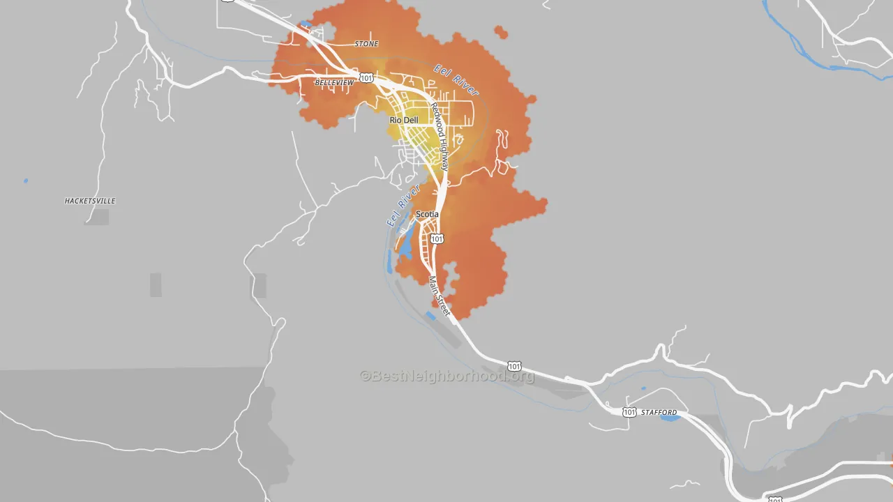 Bike Grade map of Scotia, CA