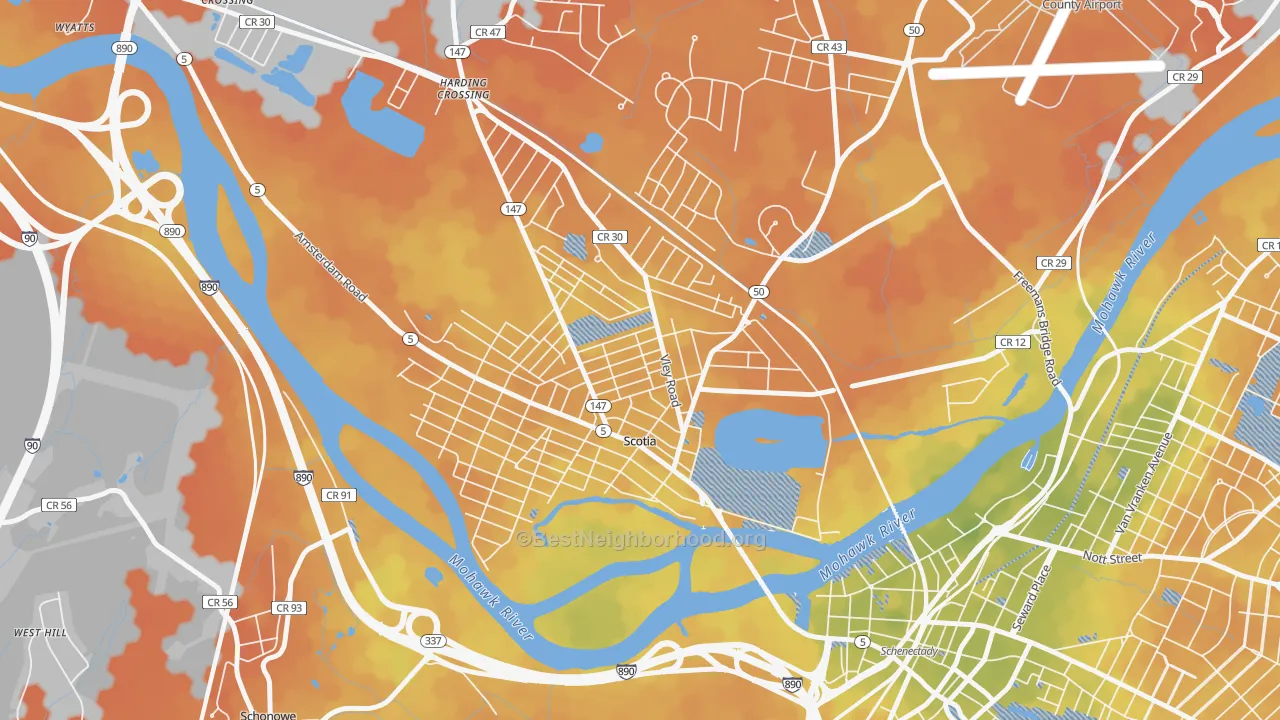 Bike Grade map of Scotia, NY