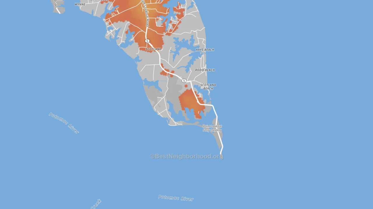 Bike Grade map of Scotland Beach, MD