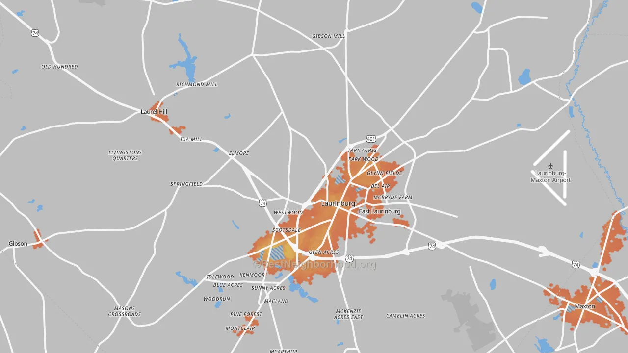 Bike Grade map of Scotland County, NC