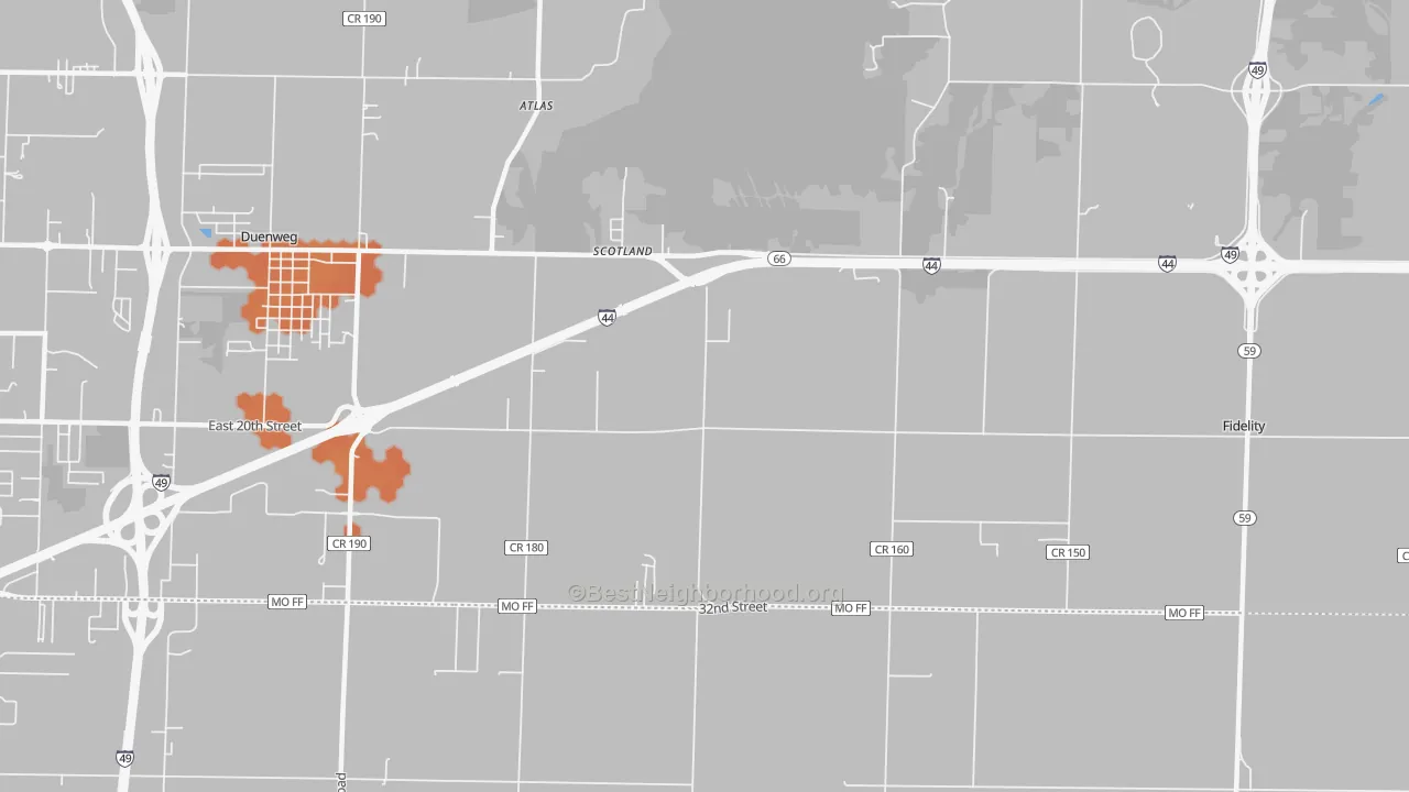 Bike Grade map of Scotland, MO
