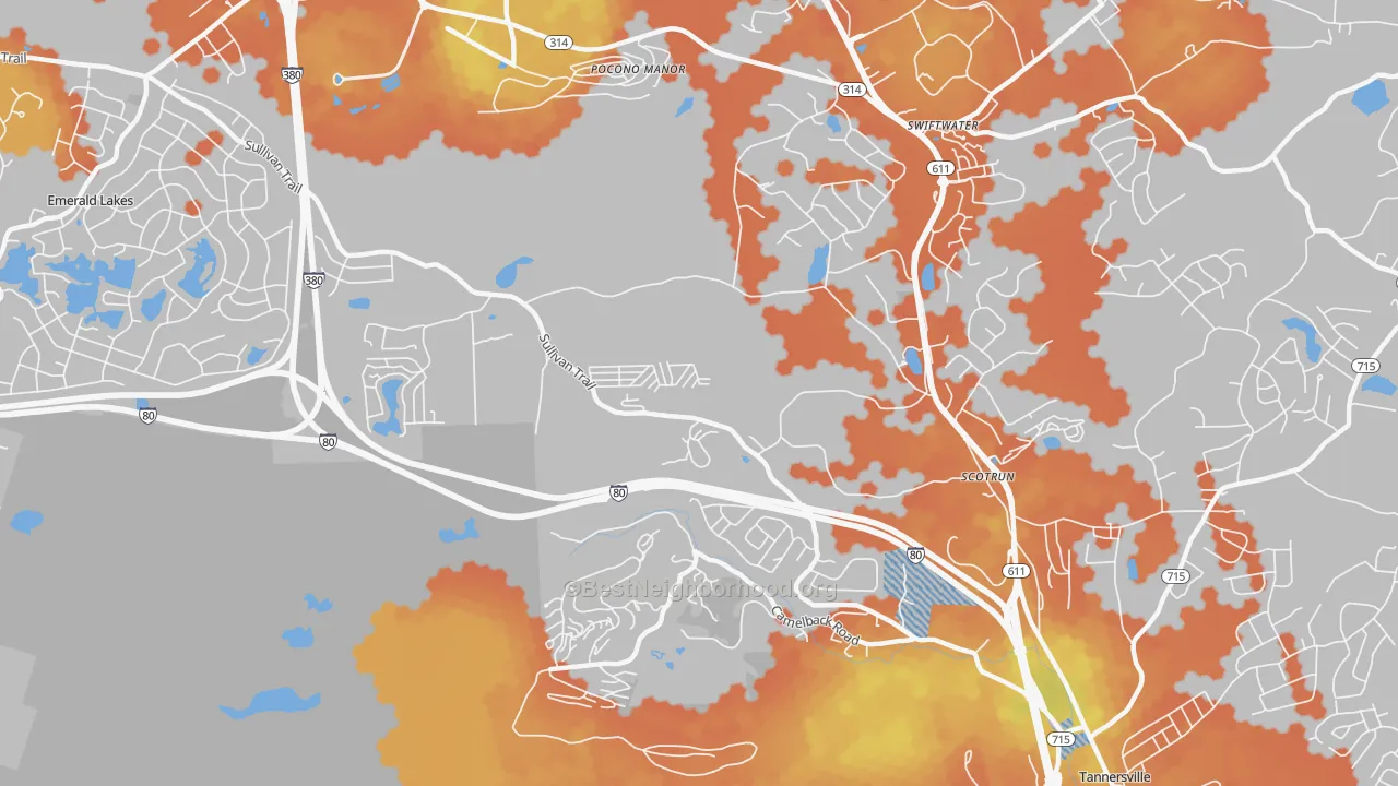 Bike Grade map of Scotrun, PA