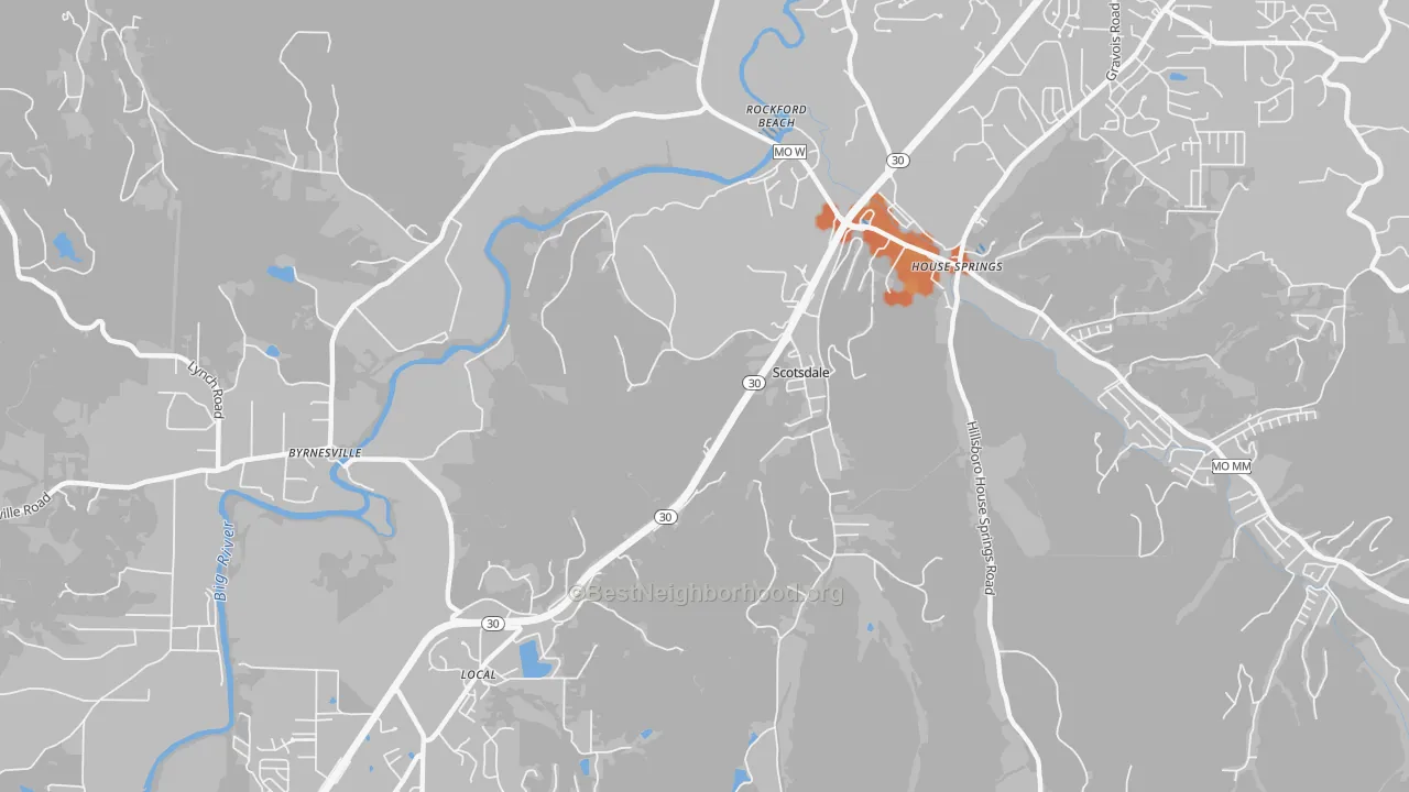 Bike Grade map of Scotsdale, MO