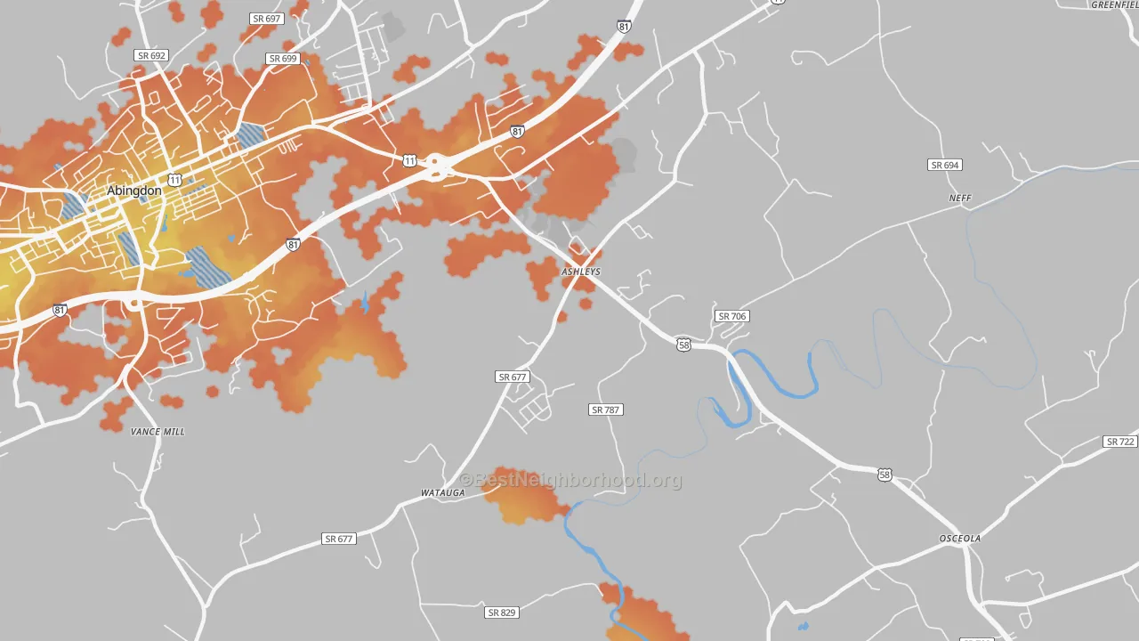 Bike Grade map of Scott Addition, VA
