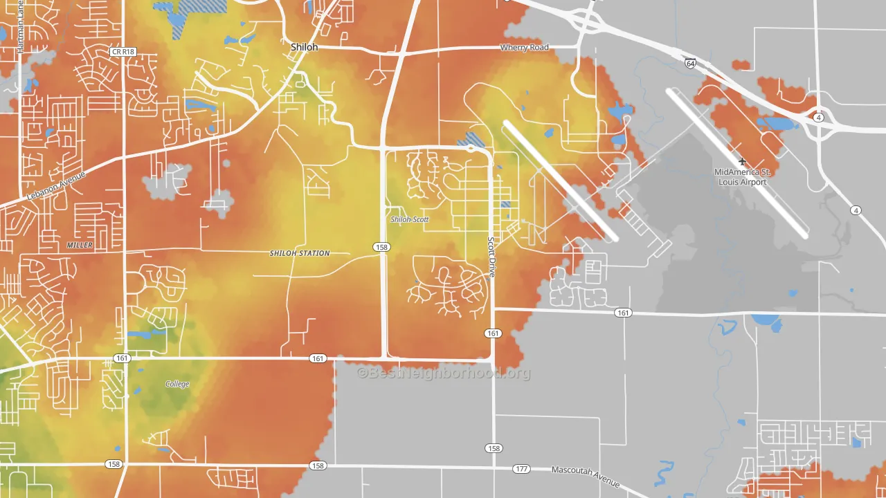 Bike Grade map of Scott AFB, IL