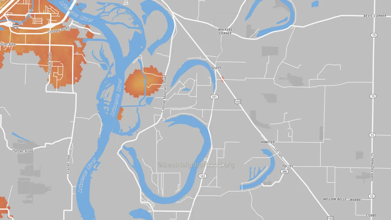 Bike Grade map of Scott, AR