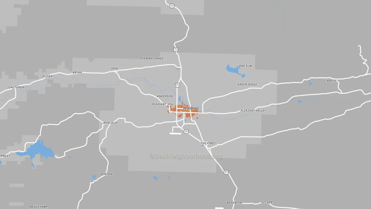 Bike Grade map of Scott County, AR