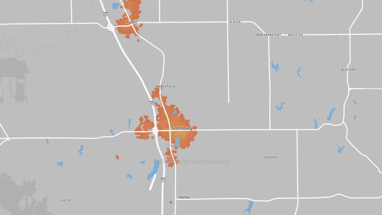Bike Grade map of Scott County, IN