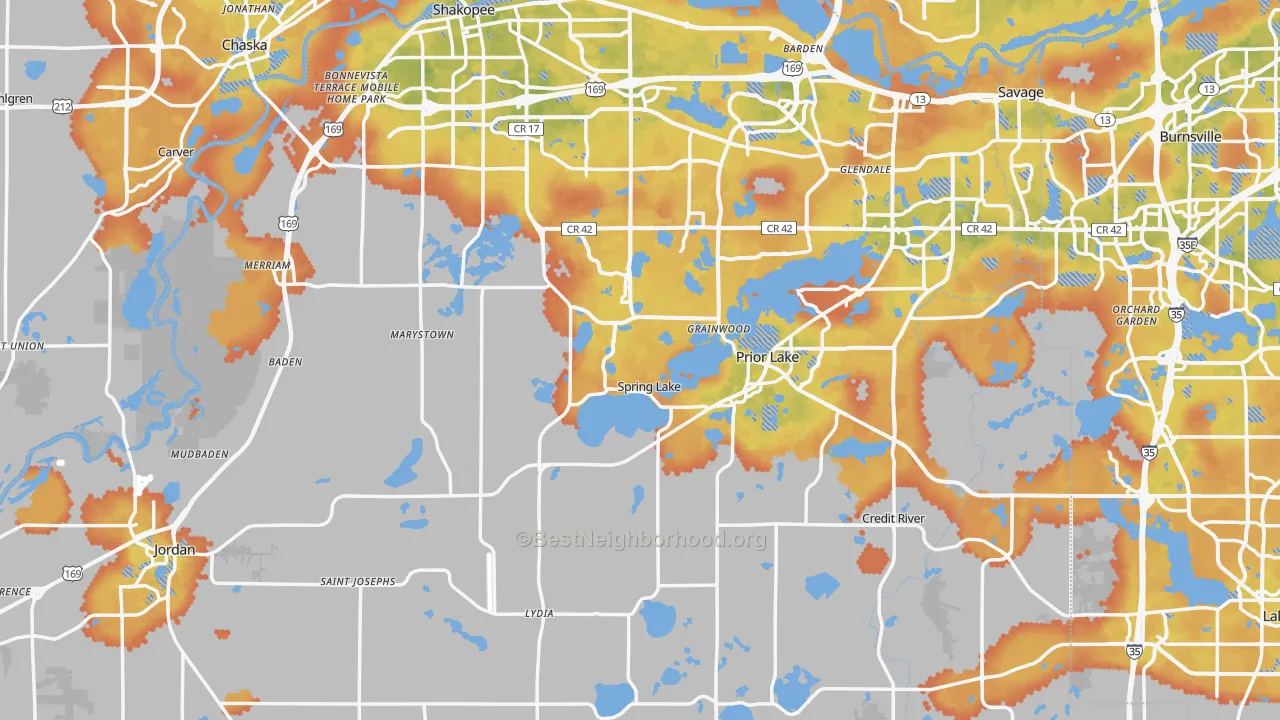 Bike Grade map of Scott County, MN