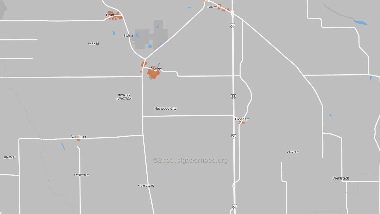 Bike Grade map of Scott County, MO