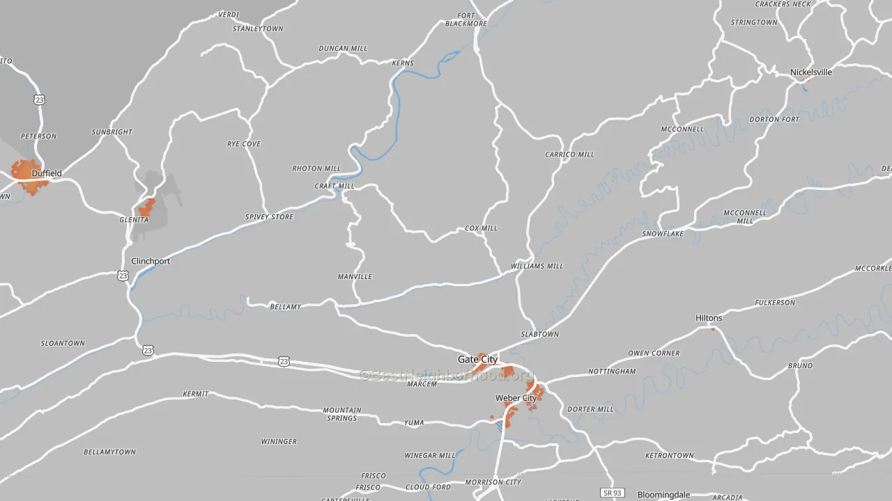 Bike Grade map of Scott County, VA