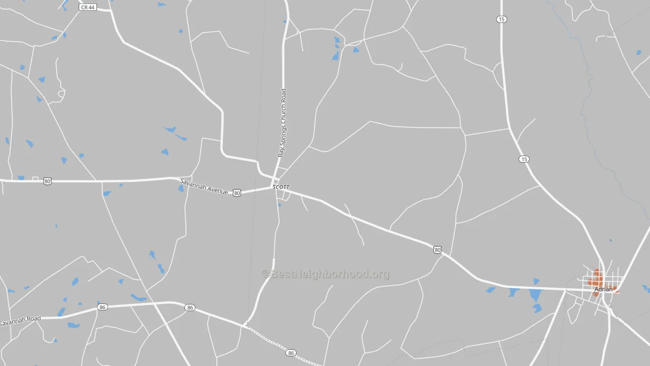 Bike Grade map of Scott, GA
