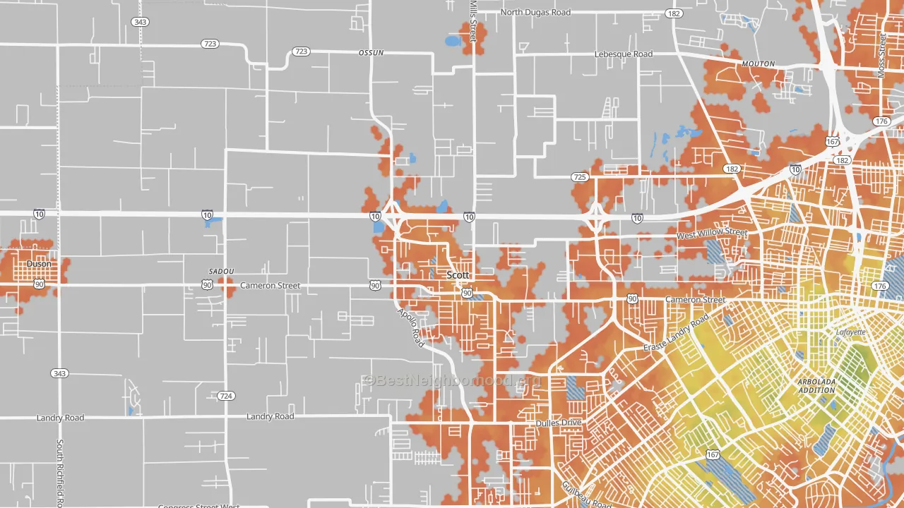 Bike Grade map of Scott, LA