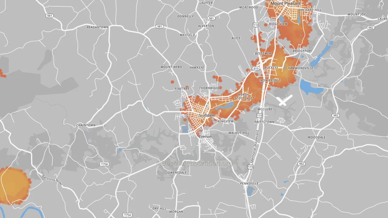 Bike Grade map of Scottdale, PA