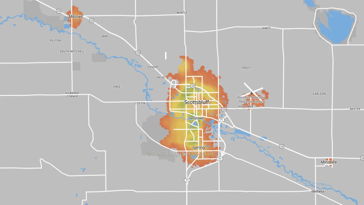 Bike Grade map of Scotts Bluff County, NE