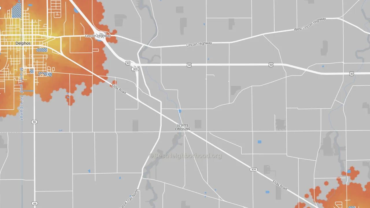 Bike Grade map of Scotts Crossing, OH