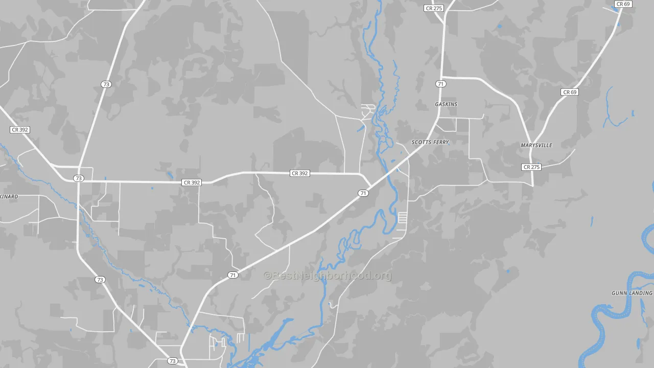 Bike Grade map of Scotts Ferry, FL