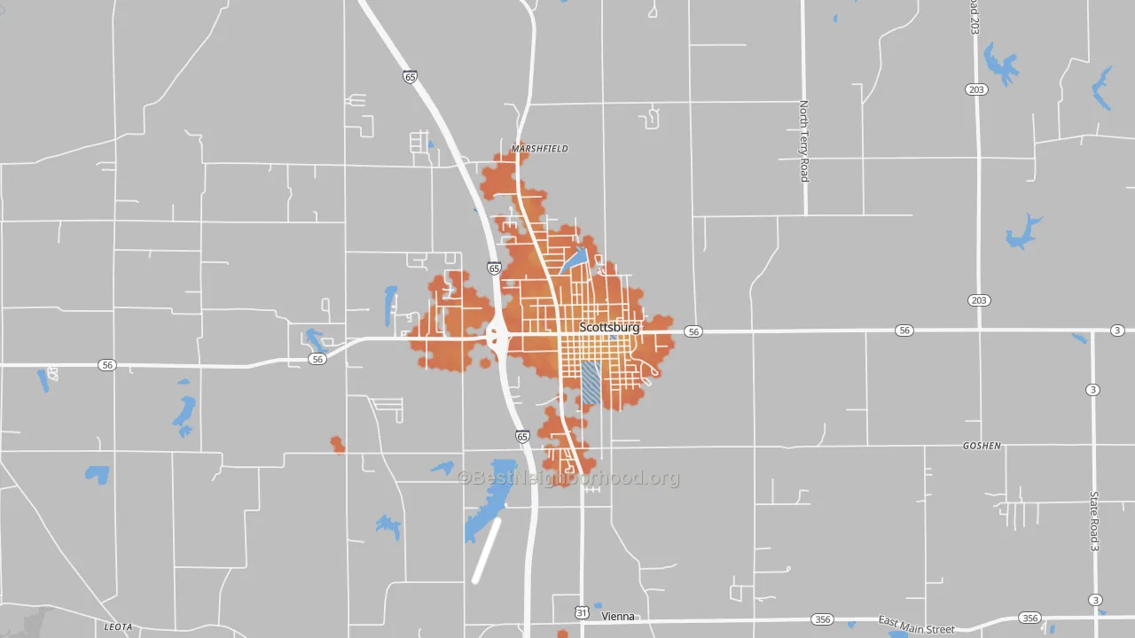 Bike Grade map of Scottsburg, IN