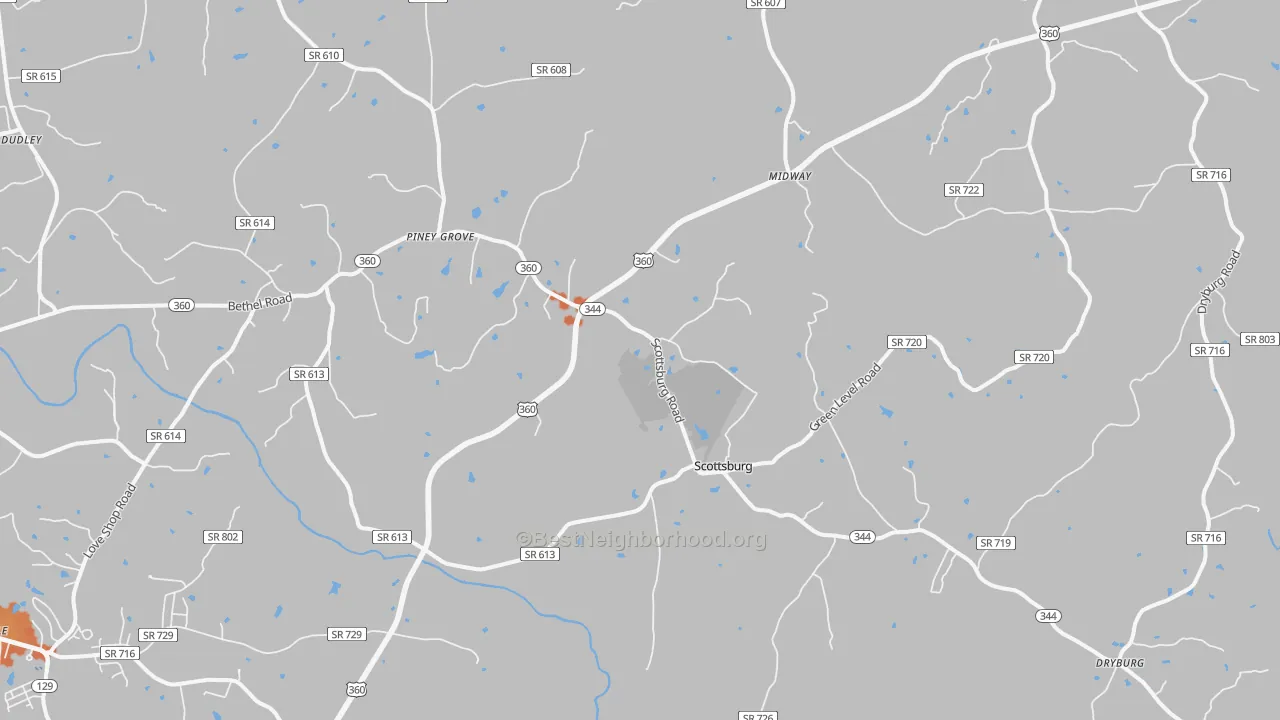 Bike Grade map of Scottsburg, VA