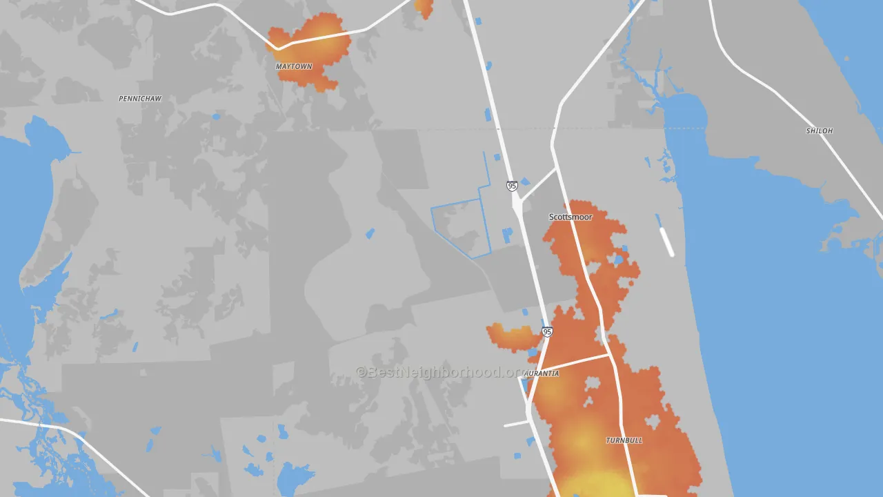 Bike Grade map of Scottsmoor, FL
