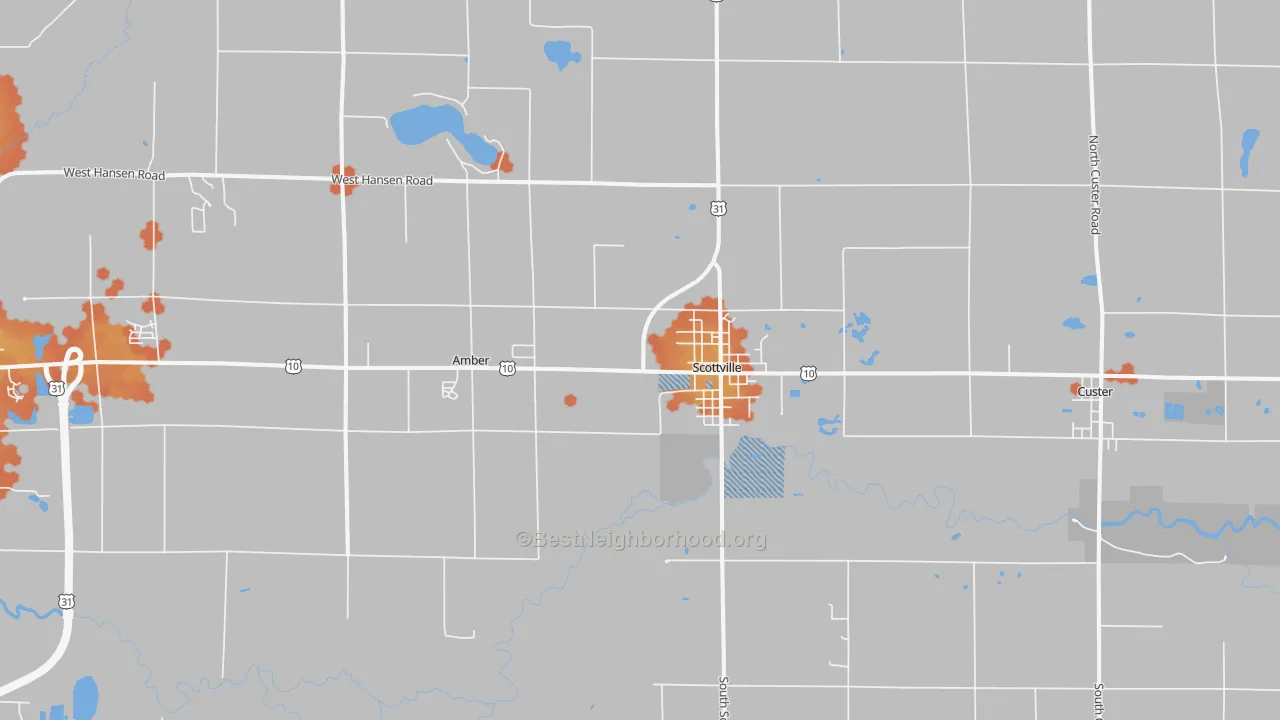 Bike Grade map of Scottville, MI
