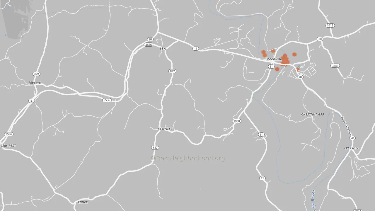 Bike Grade map of Scoville, KY